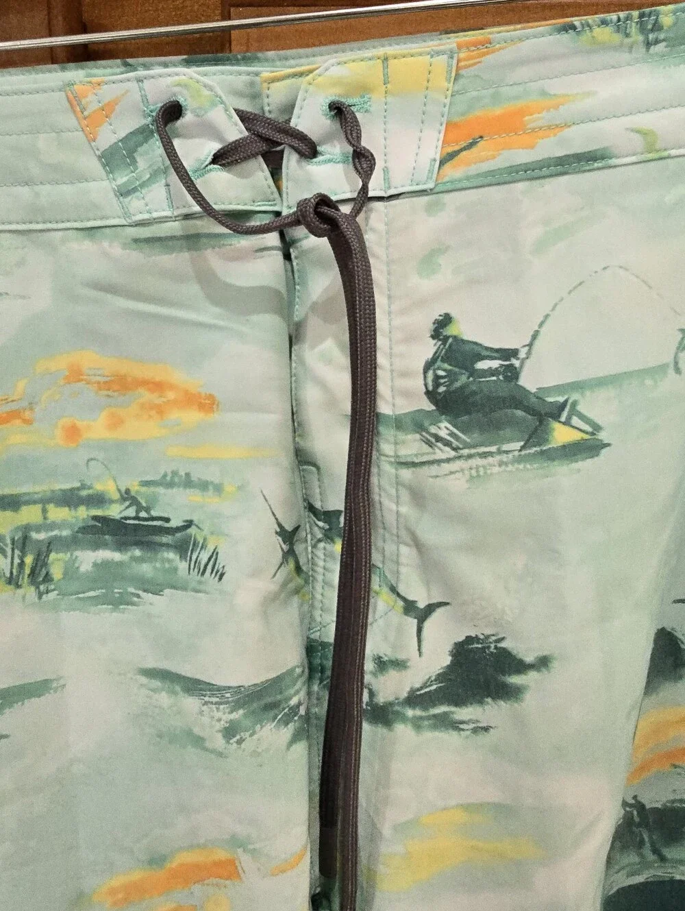 AFTCO Mint Green Scenic Fishing Swim Board Shorts Size 40